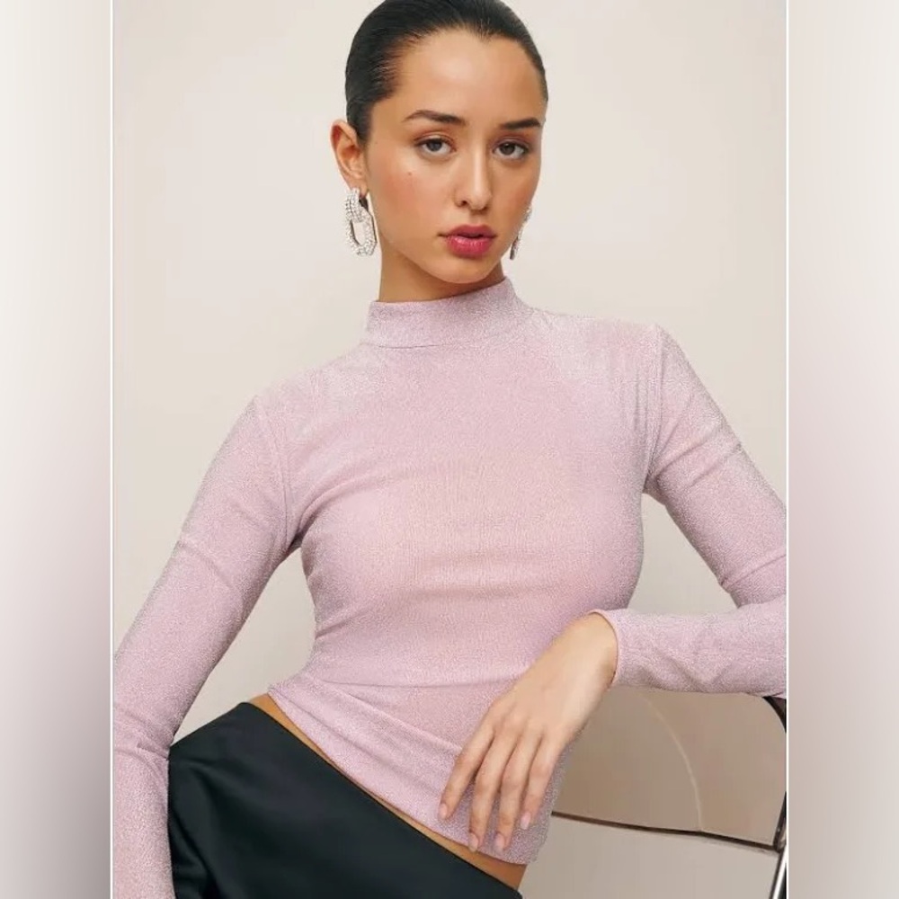 NWT Reformation Bailey Knit Top in Rose Sparkle Size S